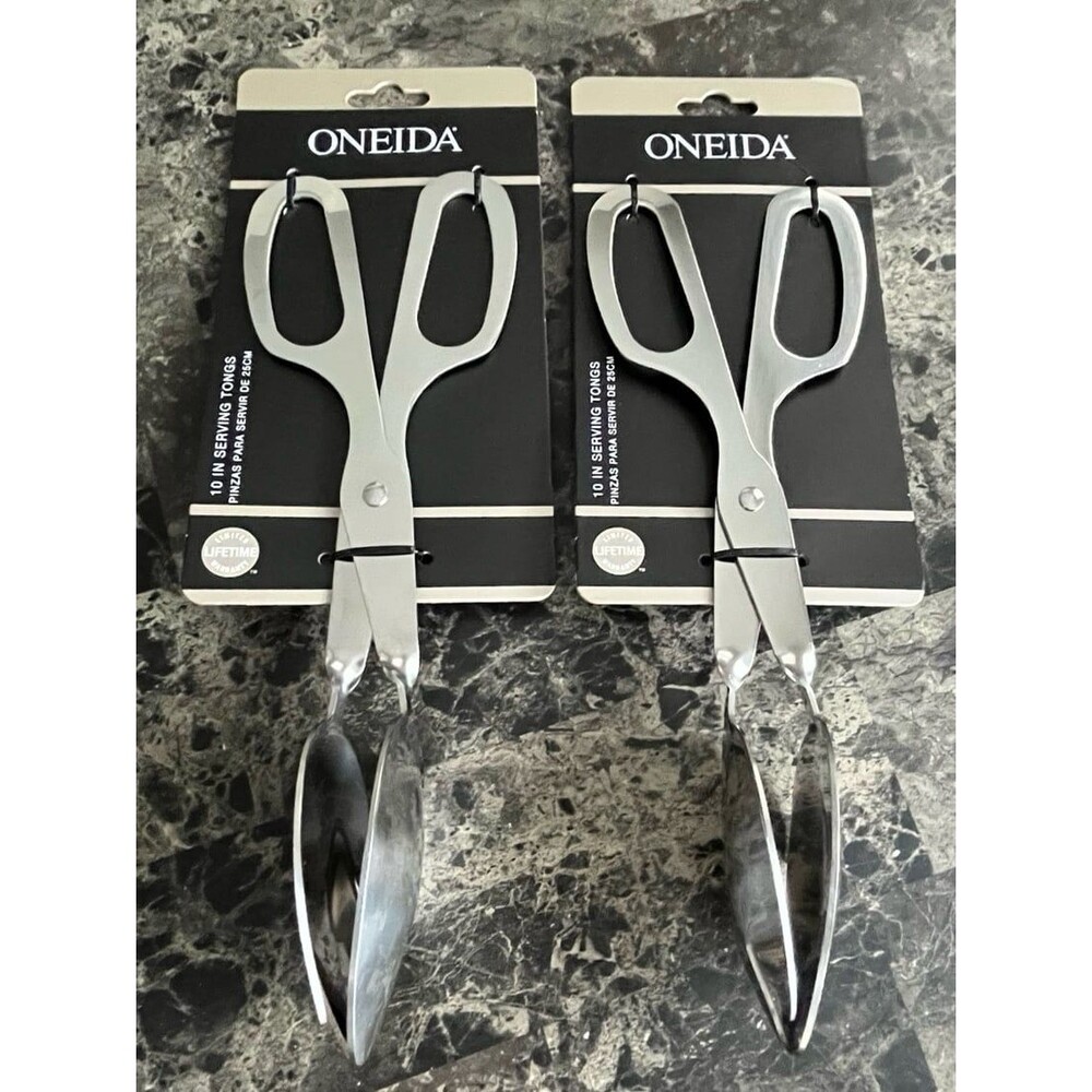 Oneida 10" Serving Tongs Stainless Steel 2 Sets